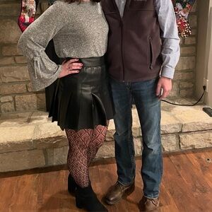 Abercrombie & Fitch Black faux leather pleated Mini Skirt